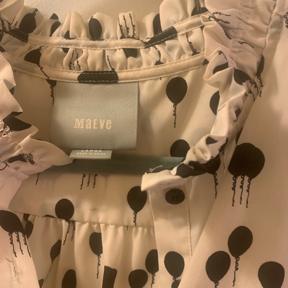 Maeve Ruffle Neck Balloon Print Sleeveless Blouse - Picture 3 of 3